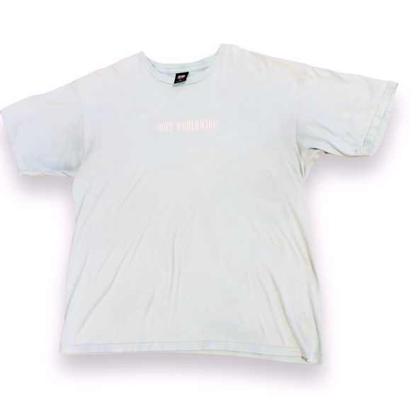 OBEY Worldwide Baby Blue Logo Cotton Short Sleeve Tee T-shirt Men’s Unisex Shirt - Picture 4 of 8